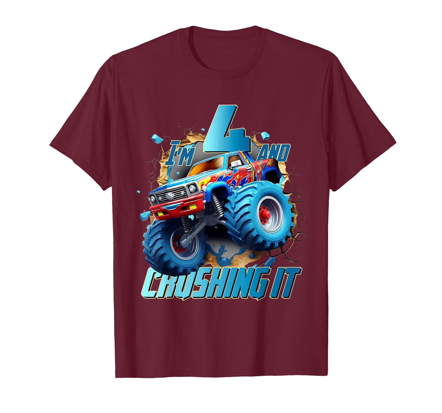 I'm Crushing it Monster Truck 4 Year Old Boys 4th Birthday T-Shirt