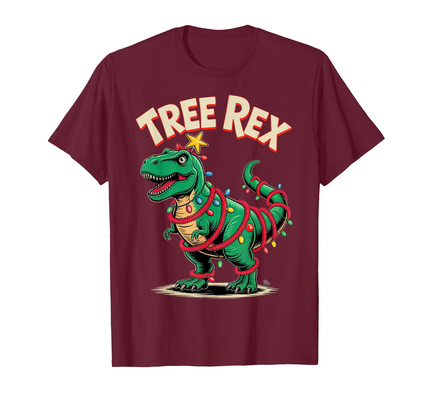 Tree REX Christmas Costume T-Rex Dinosaur Xmas Light Family T-Shirt