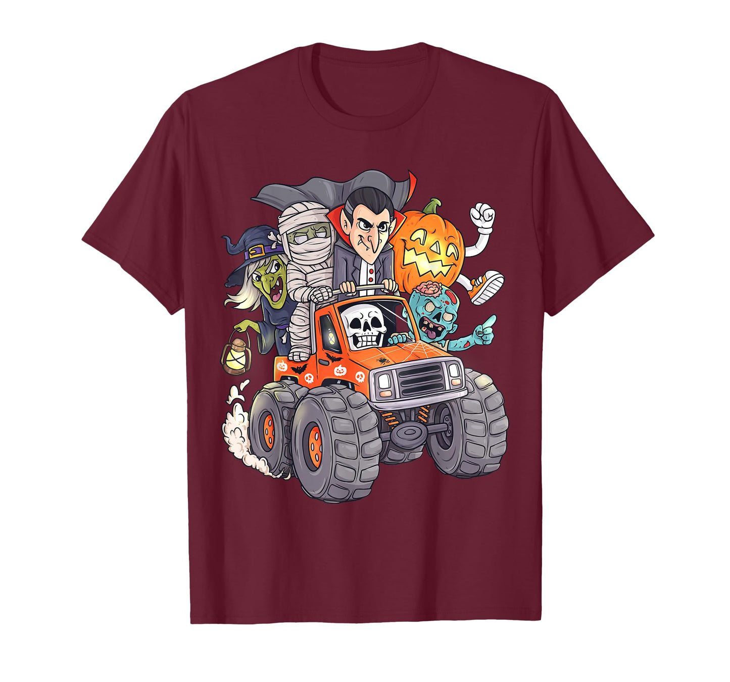 Halloween Skeleton Zombie Monster Truck Vampire Boys Kids T-Shirt