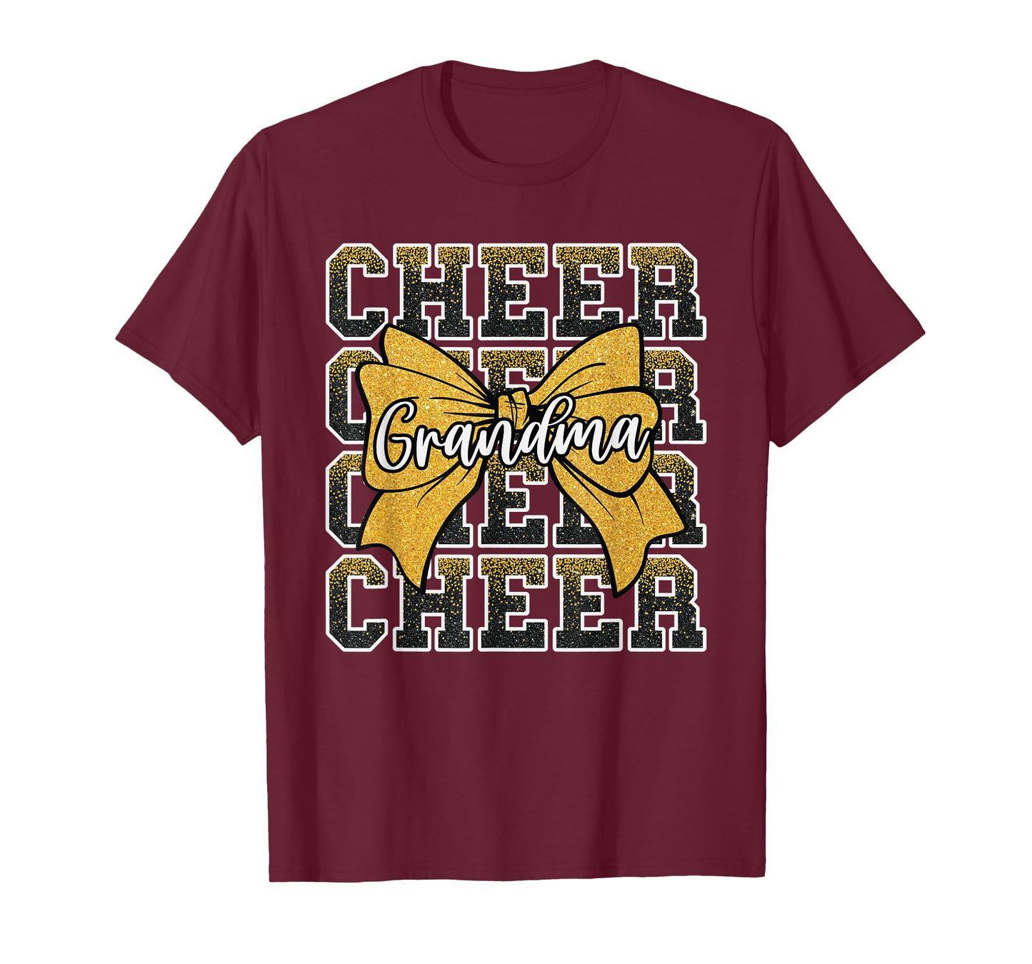 Cheer Grandma Bow Sport Cheerleader Cheerleading Yellow T-Shirt
