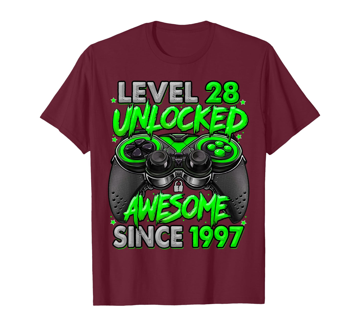 Level 28 Unlocked Awesome Since 1997 28th Birthday Gaming T-Shirt