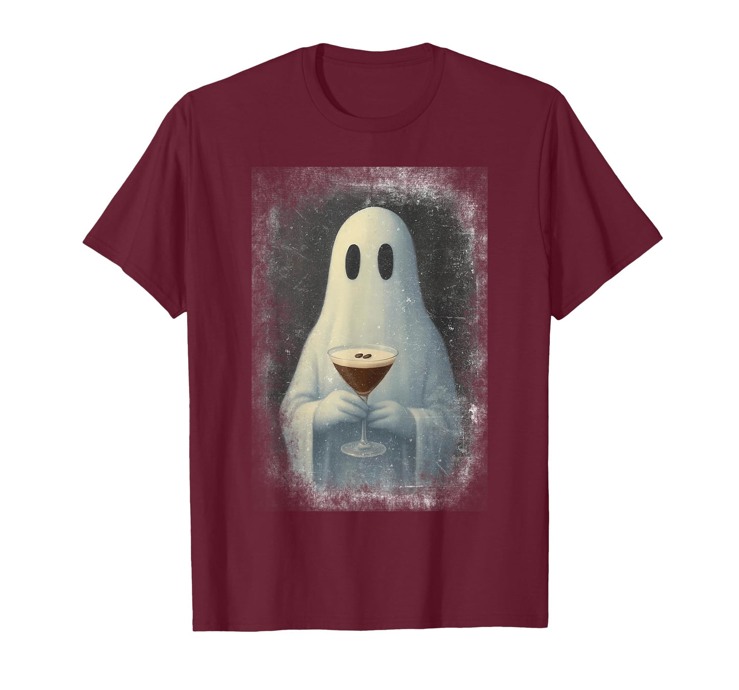 Ghost Drinking Espresso Martini Halloween Spooky Autumn Fall T-Shirt