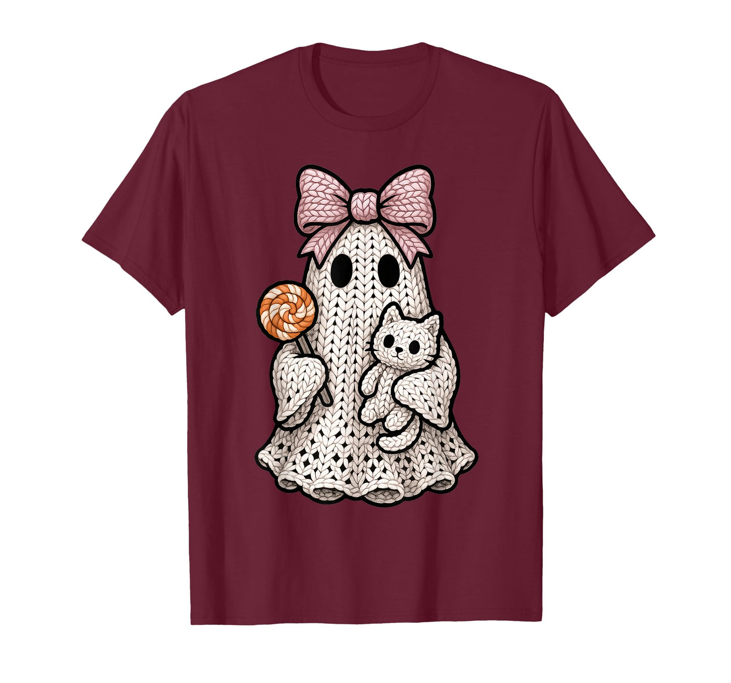 Ghost Coquette Knitting Crafting Yarn Crocheting Halloween T-Shirt