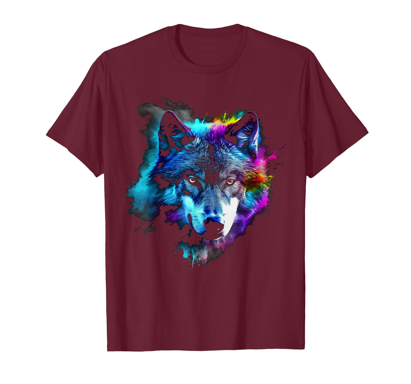 Wolf Art Colourful Animal Motif Artwork Wolf T-Shirt