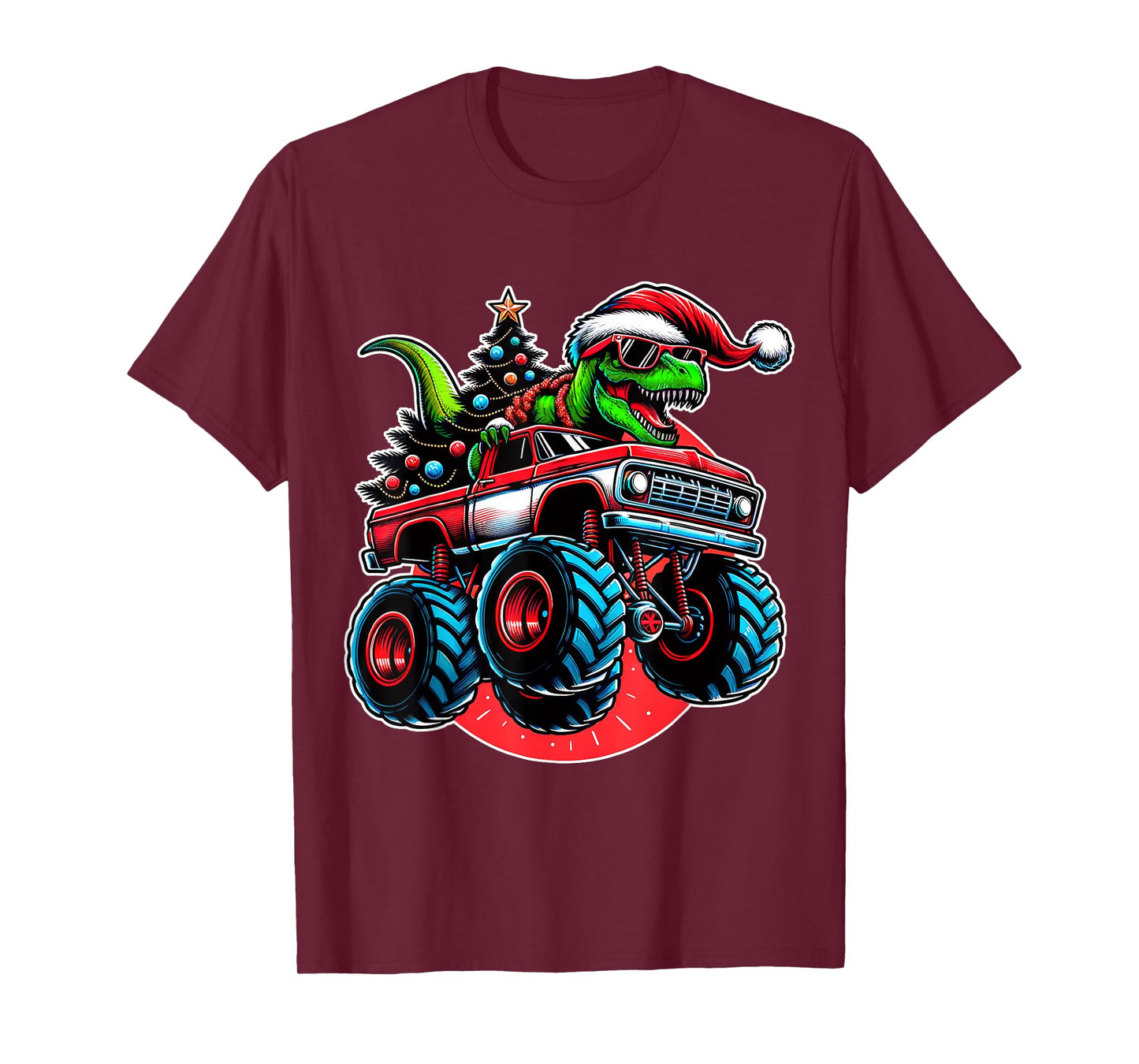 Christmas T Rex Monster Truck Boys Dinosaur Santa Xmas Funny T-Shirt