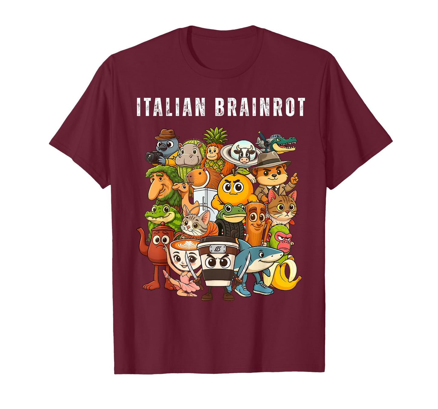 Italian Brainrot Meme Characters Cute Anime Pastel Art Kids T-Shirt