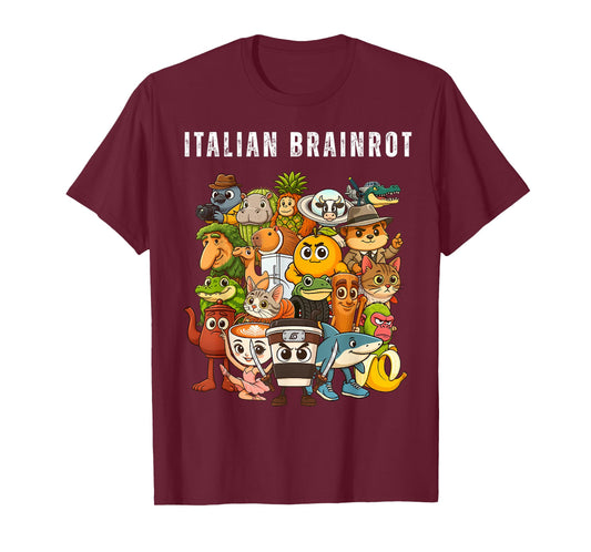 Italian Brainrot Meme Characters Cute Anime Pastel Art Kids T-Shirt
