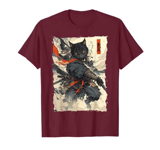Samurai Cat - Japan Warrior Katana Power T-Shirt