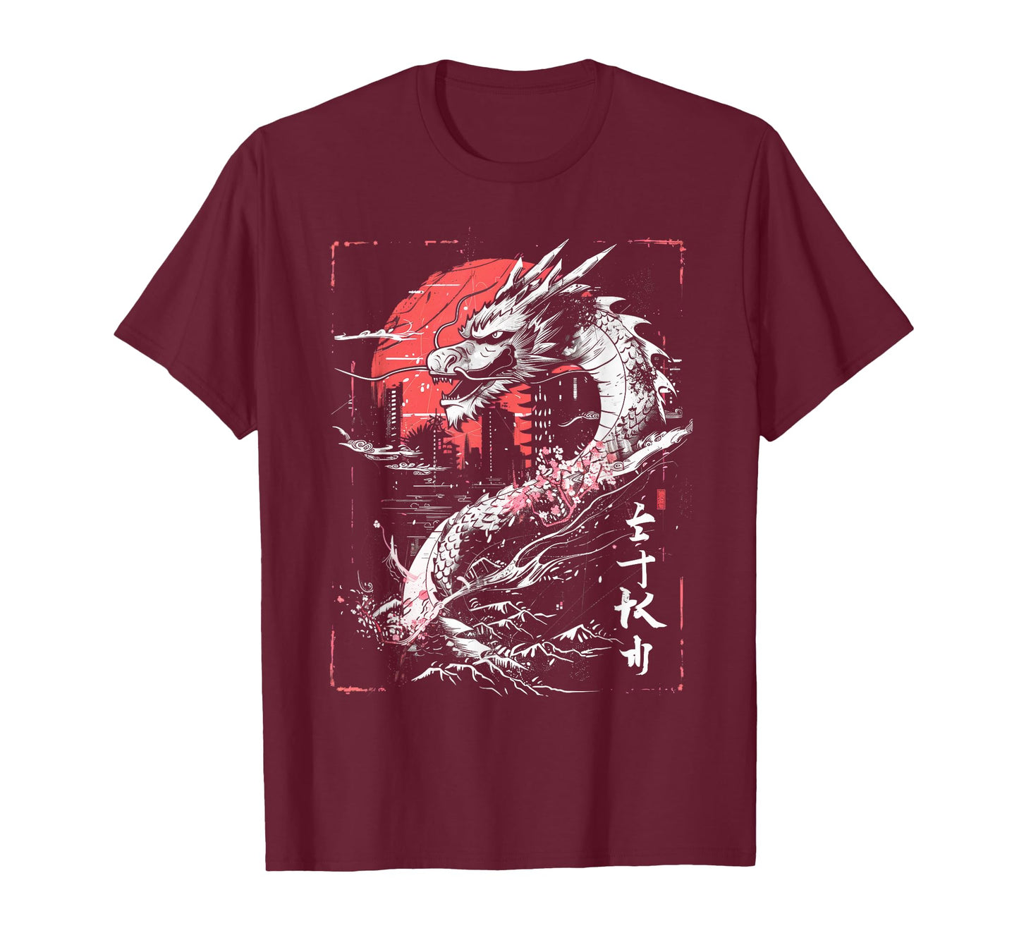 Anime Japanese Goth Cyberpunk City Dragon Art Mythology T-Shirt