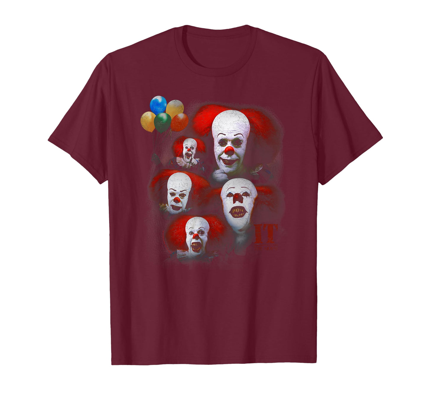 Popfunk IT (1990) Many Faces of Pennywise T-Shirt - Black - Unisex-Adults - Small