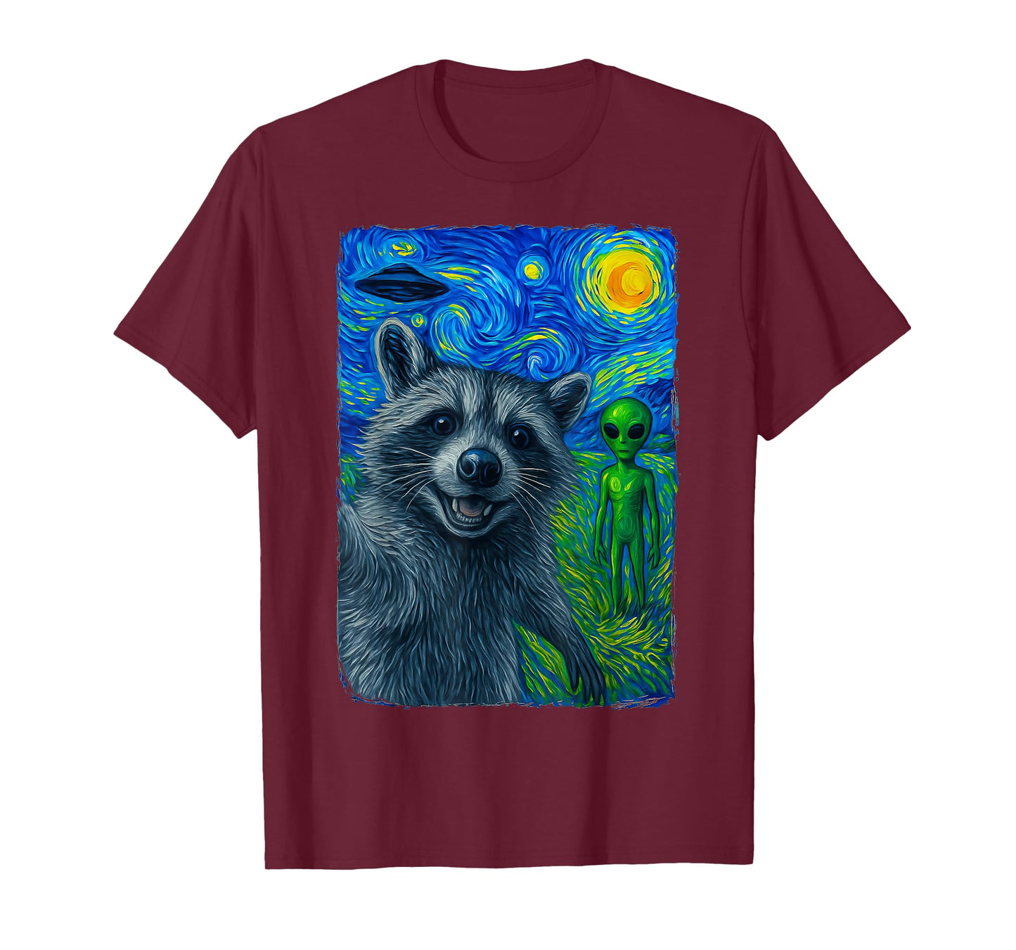 Raccoon Alien UFO Selfie T-Shirt