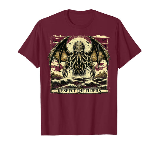 Cthulhu Respect The Elders, Vintage Cosmic Horror T-Shirt