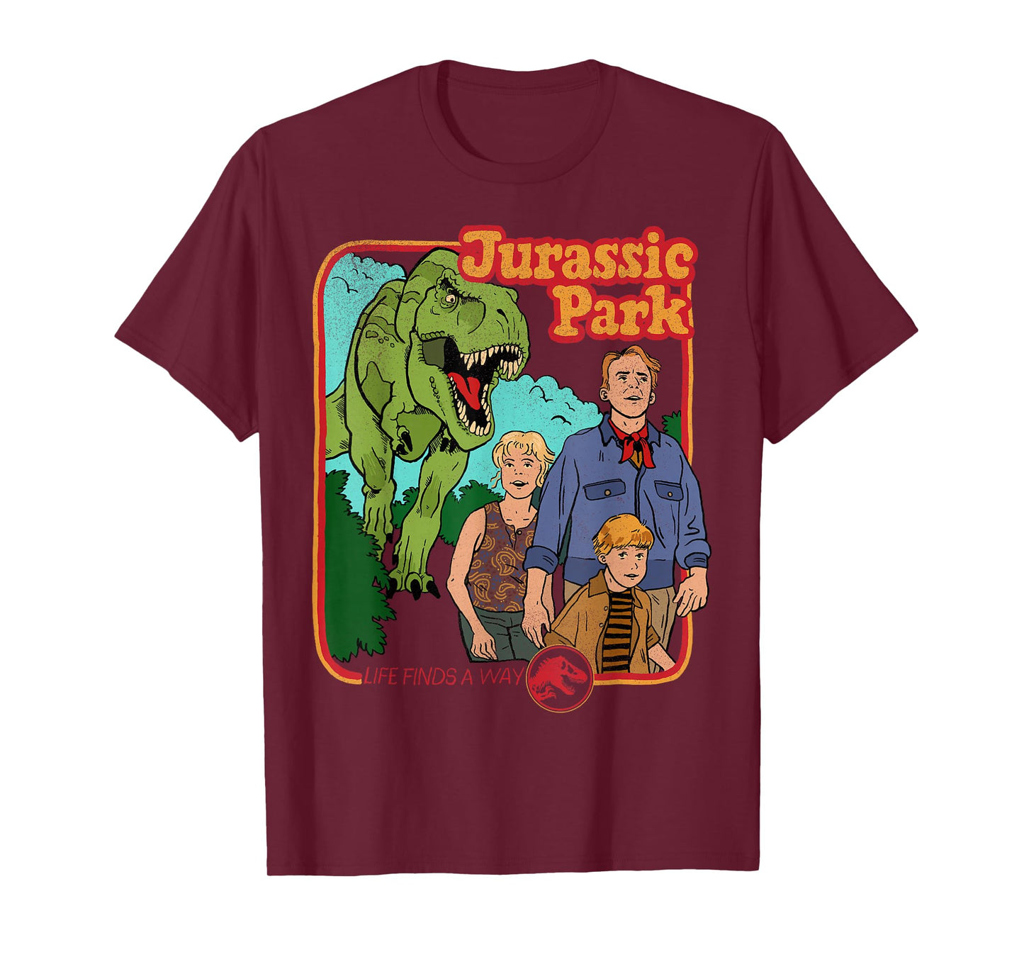 Jurassic Park Retro Life Finds A Way Park Poster T-Shirt Small
