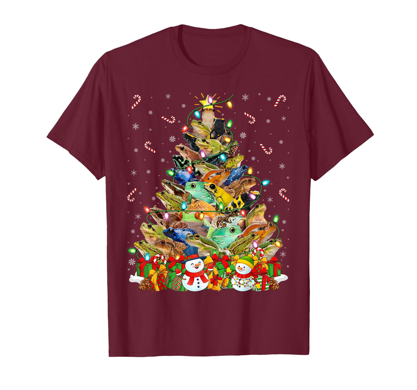 Frog Xmas Lighting Santa Frog Christmas Tree T-Shirt