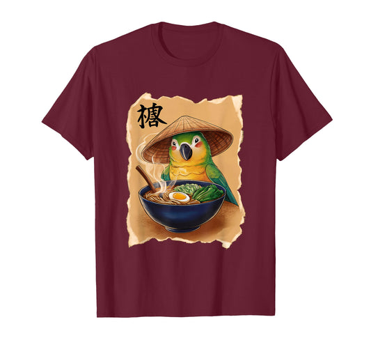 Parrot Men Woman Kawaii Eating Ramen Japanese Parrot T-Shirt