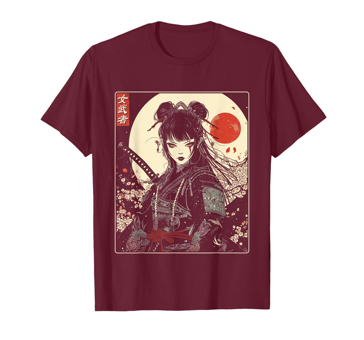 Japanese Gothic Samurai Art Woman With Katana Sword T-Shirt
