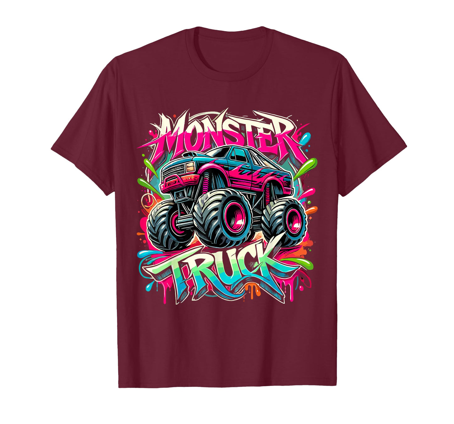 Monster Truck Colorful Graffiti Monster Truck Boy T-Shirt