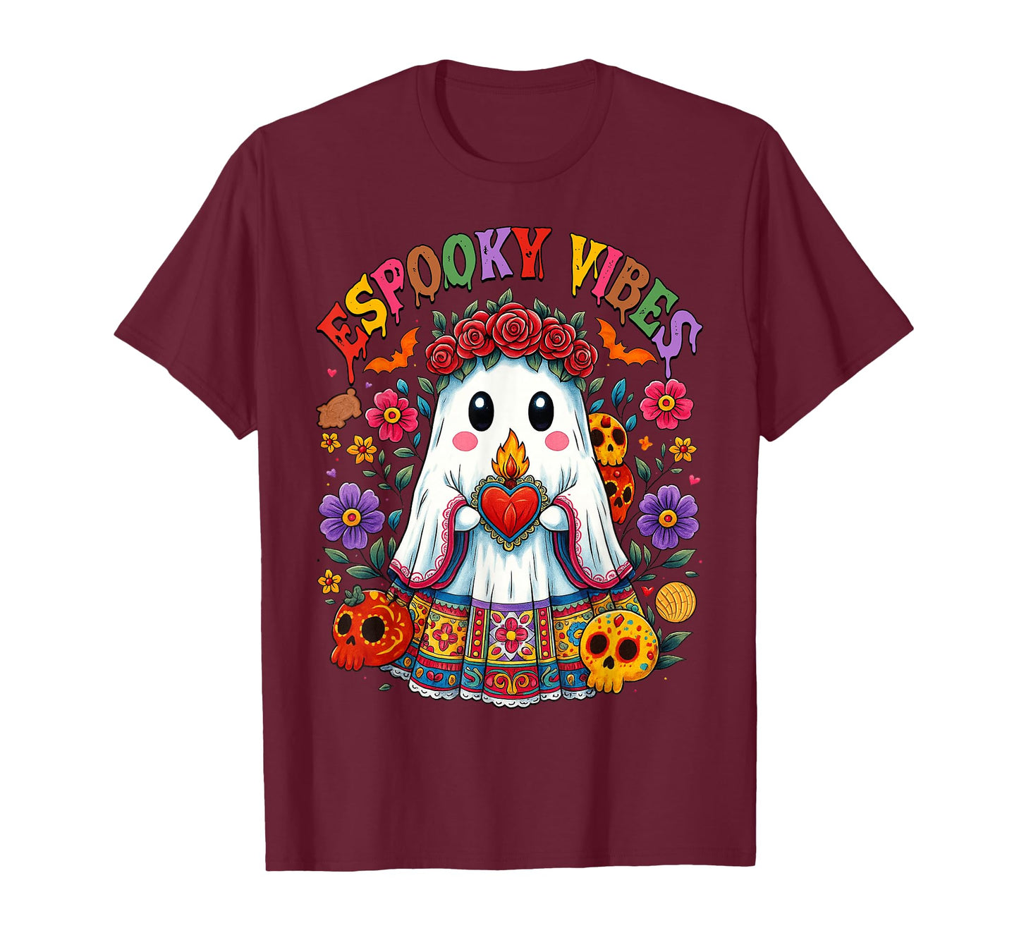 Espooky Vibes Spanish Mexican Halloween Ghost Teacher Boo T-Shirt