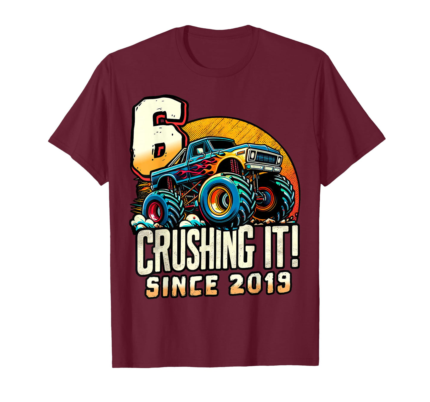 Birthday Monster Truck 6 year Old Boys 6th Party Born 2019 T-Shirt