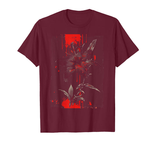 Anime Goth Red Spider Lily Flower Art Vintage Punk Edgy T-Shirt