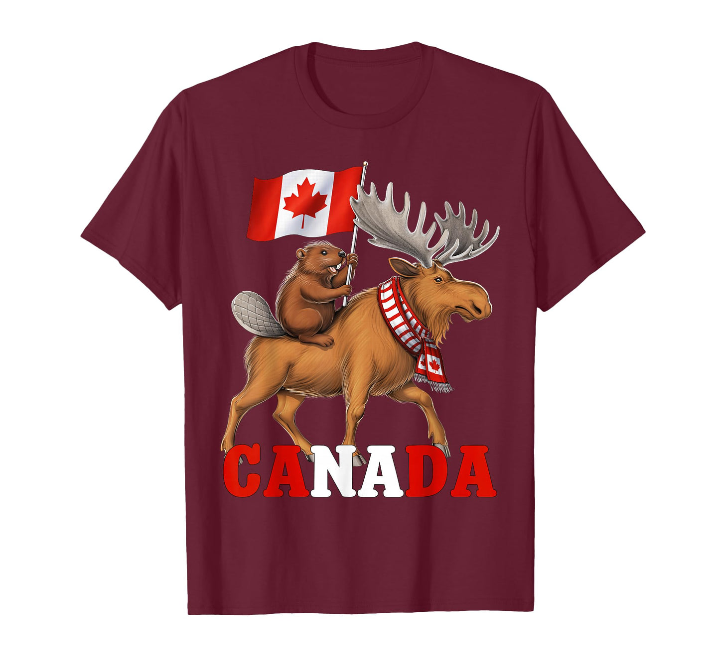Canada Beaver Moose Canadian Flag Maple Leaf Canada Patriot T-Shirt