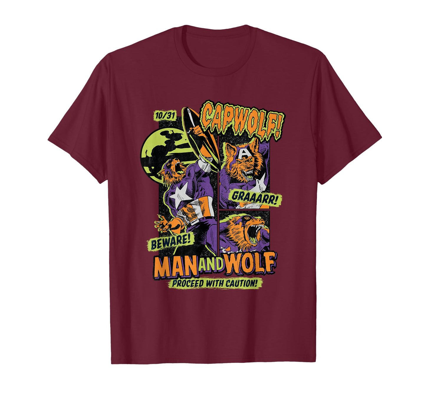 Marvel Captain America Halloween Werewolf Beware Capwolf! T-Shirt