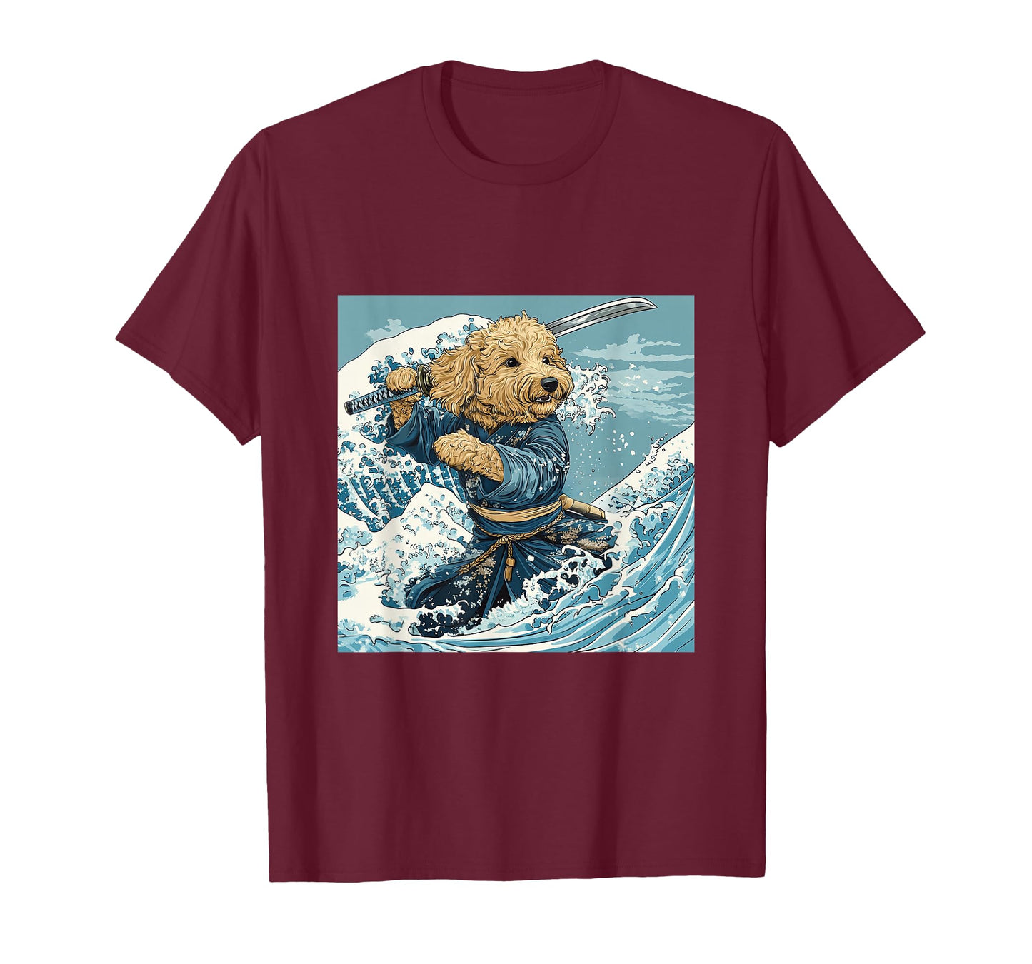 Goldendoodle Pet Dog Samurai Warrior Japanese Art Anime T-Shirt
