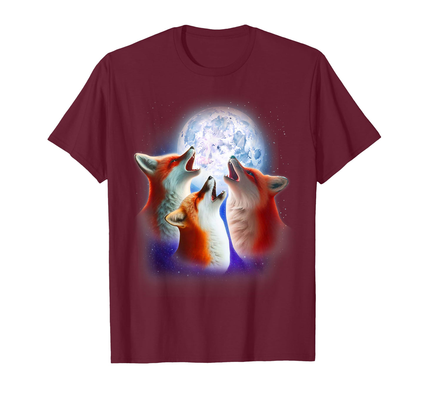 3 Red Foxes Howling At The Moon Shirt Funny Fox Animal Lover T-Shirt