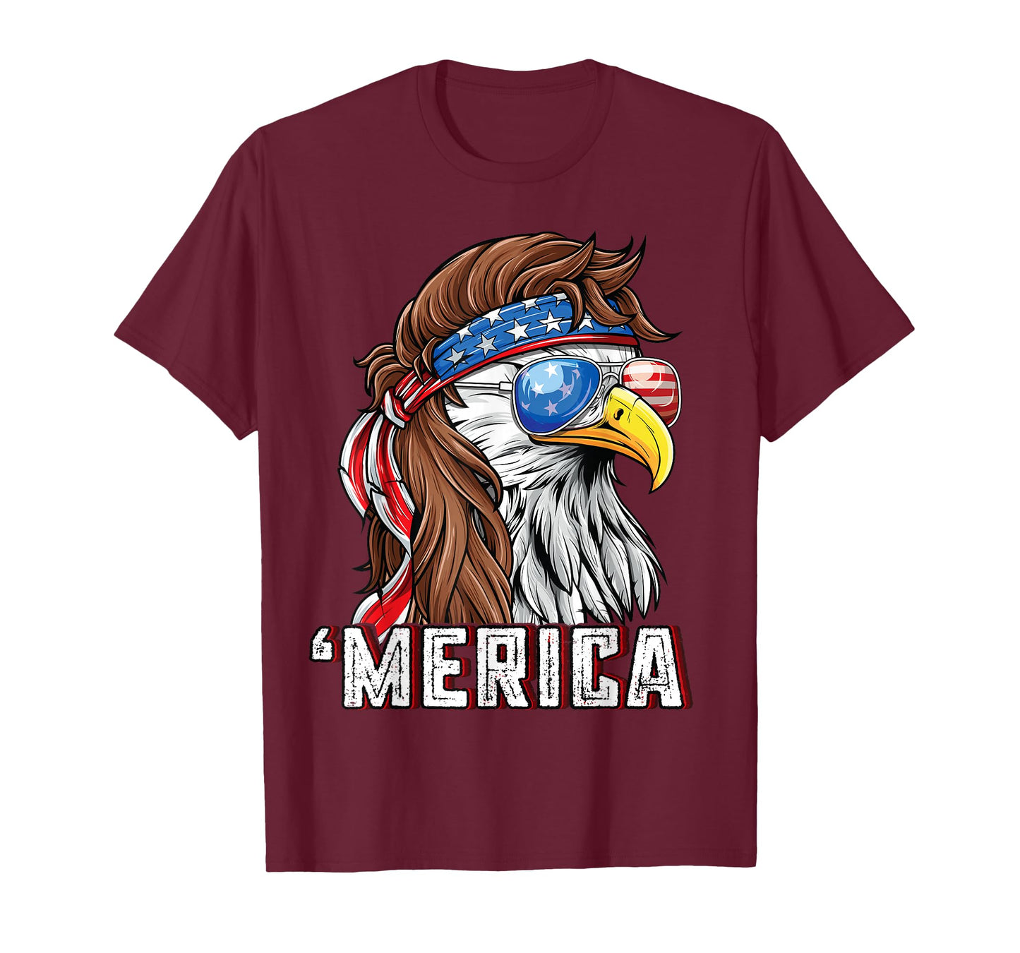 Merica USA American Flag Patriotic 4th of July Bald Eagle T-Shirt