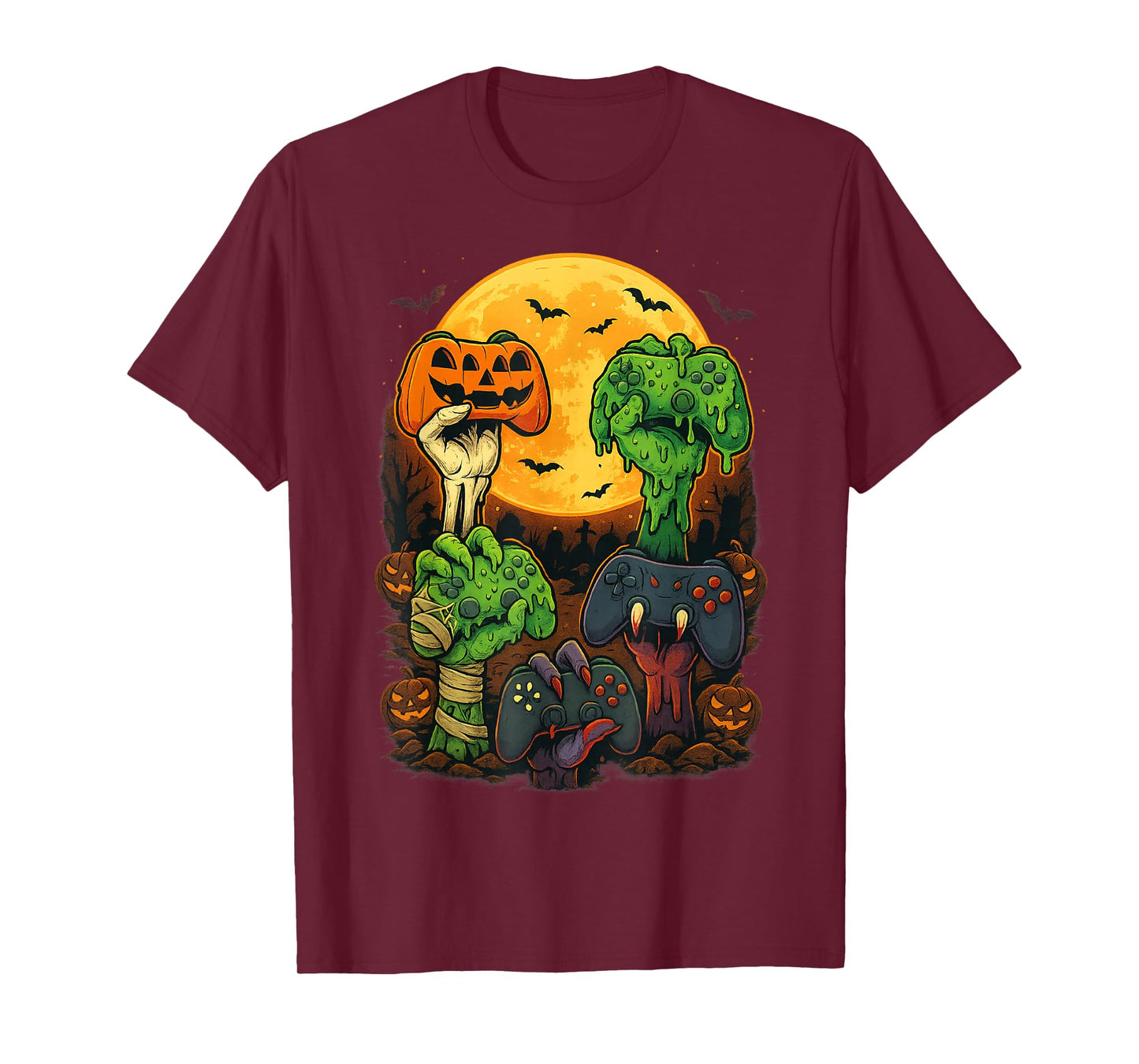 Halloween Skeleton Zombie Mummy Gaming Controller Boys Kids T-Shirt
