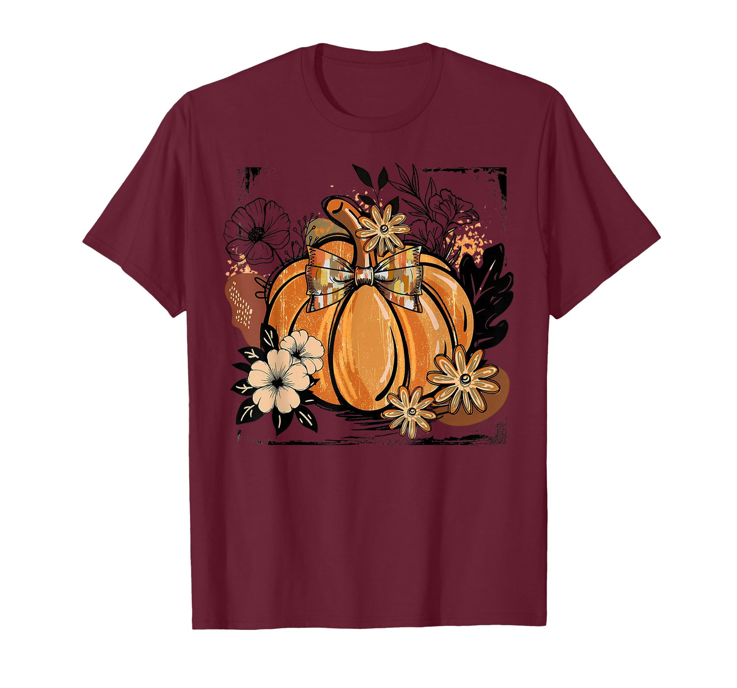 Floral Fall Pumpkin Boho Pumpkin Coquette Vintage Autumn T-Shirt