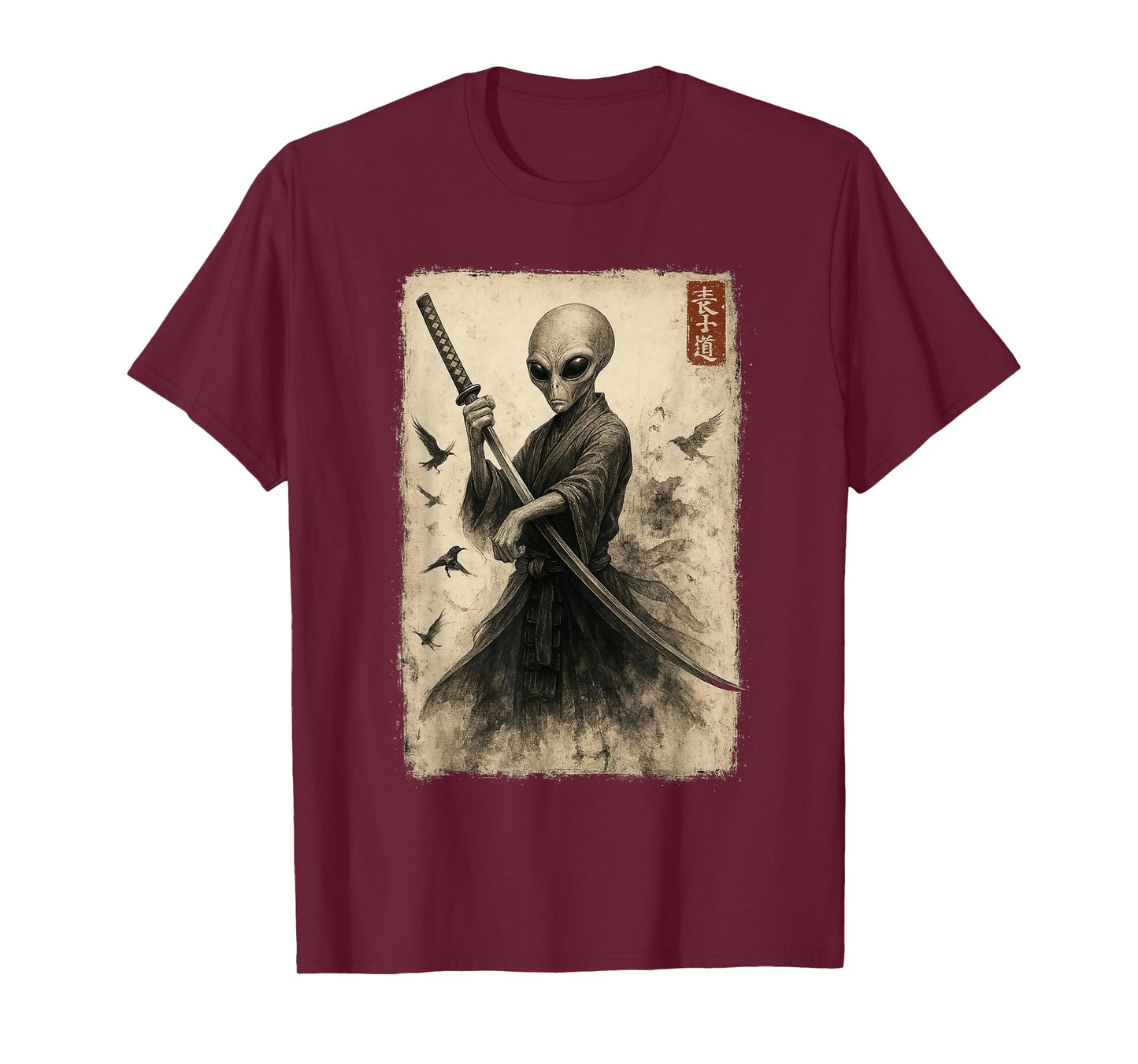 Samurai Ninja Alien Japanese Art Anime Ukiyo-e Graphic T-Shirt