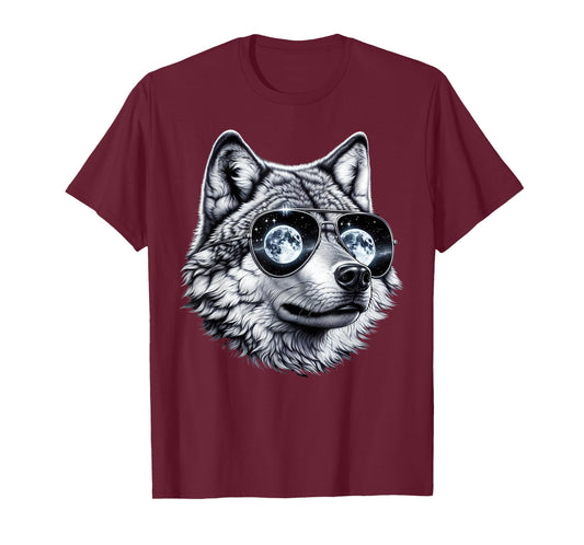 Moon Sunglasses Wolf T-Shirt
