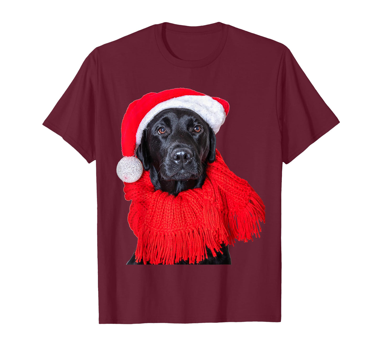 Black Lab Santa Hat Image Christmas Dog Labrador Retriever Men Women Kids T-Shirt