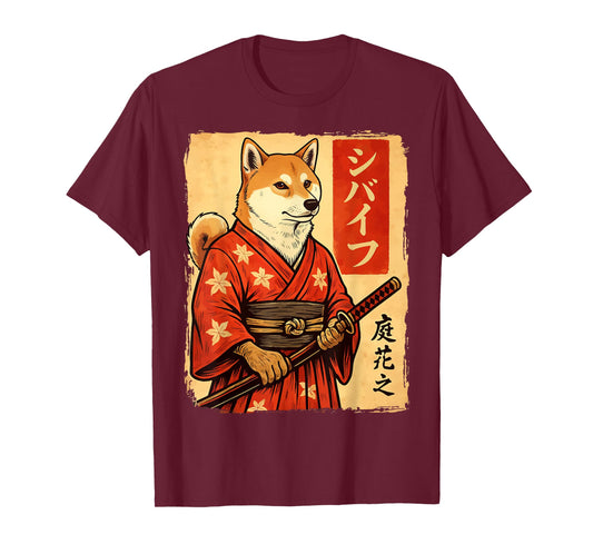 Shiba Inu Samurai Japanese Dog Katana T-Shirt