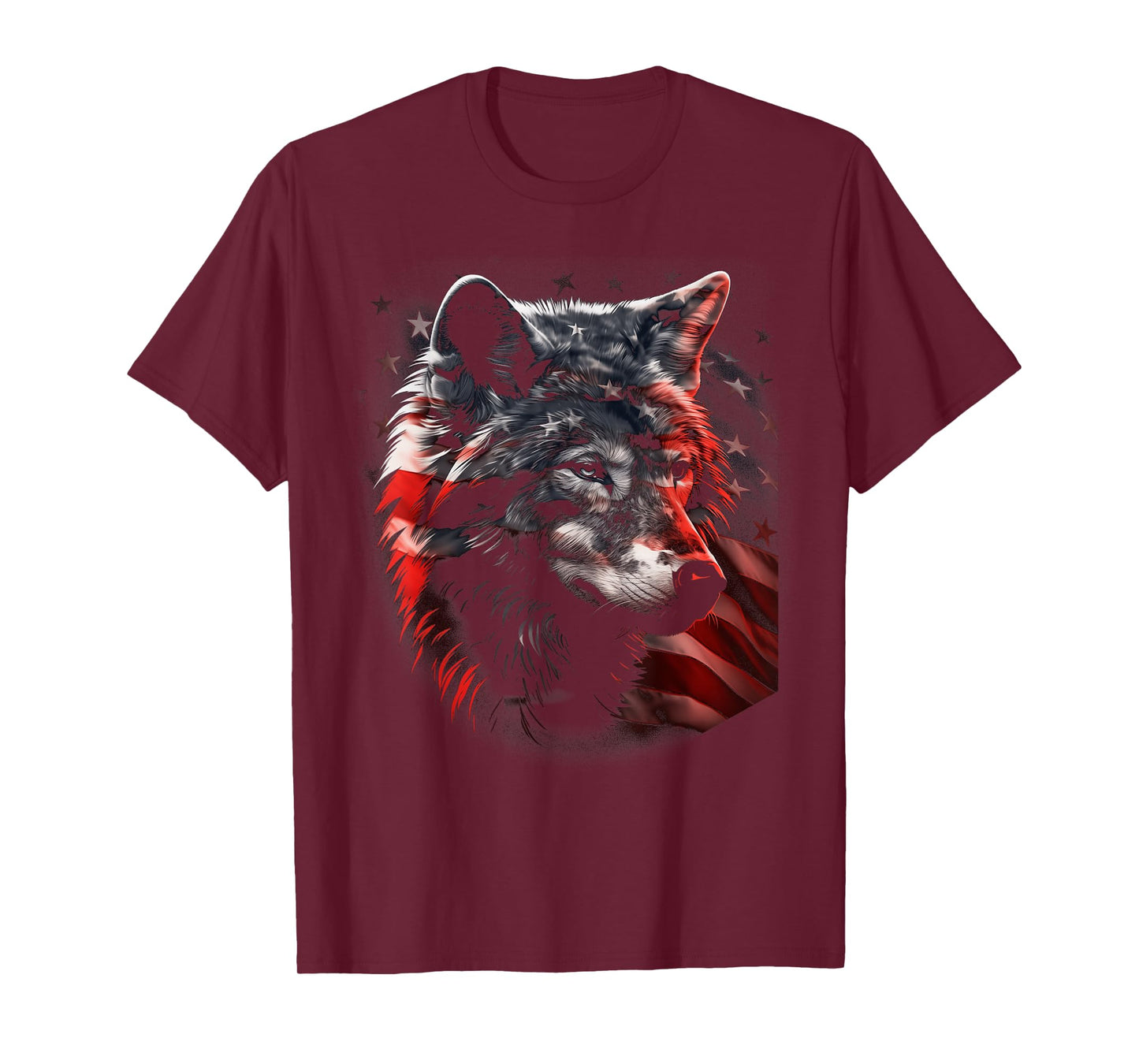 Wolf American Flag USA Patriotic Wolf Lover T-Shirt for Women Kids Men