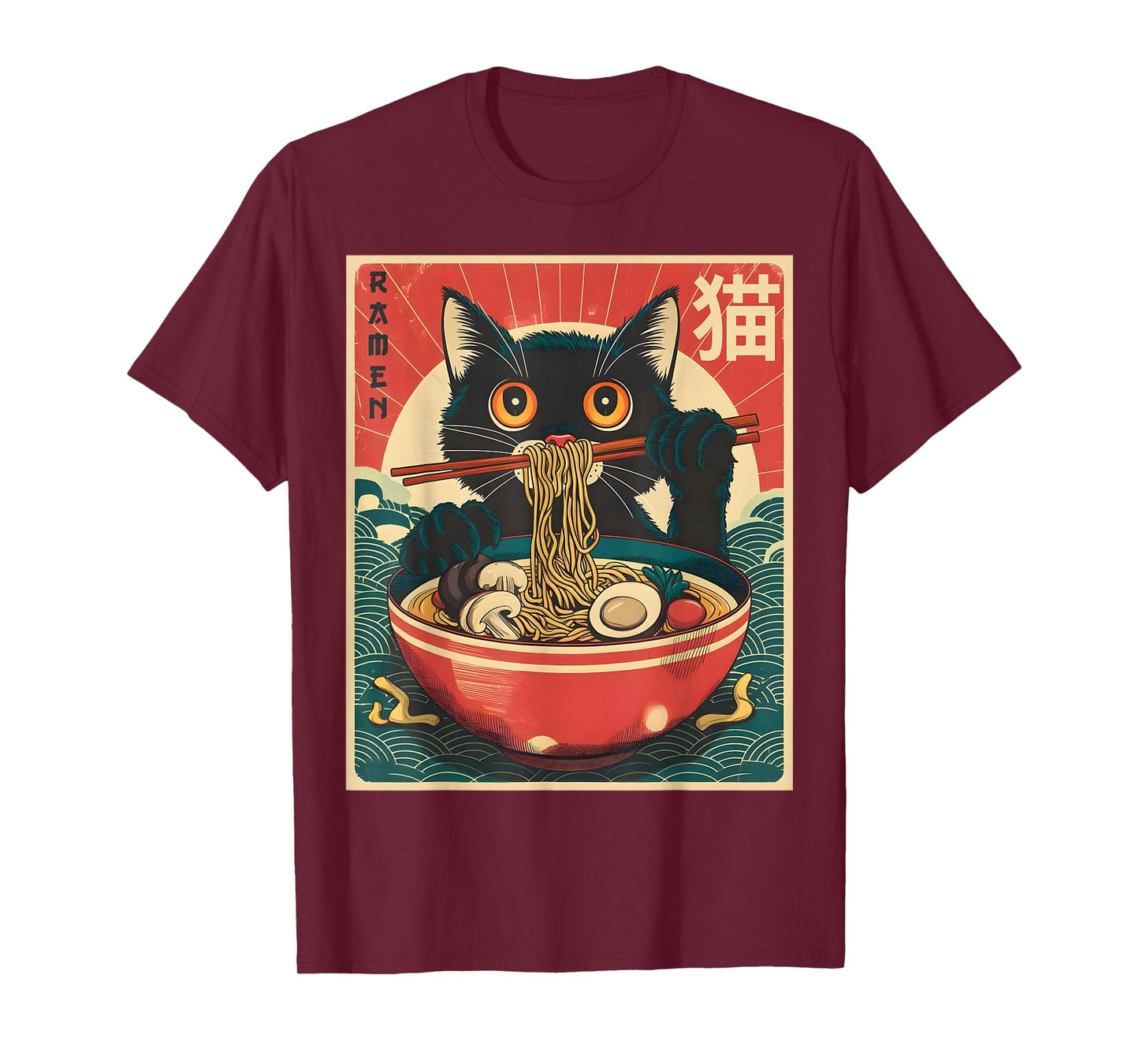 Anime Shirt Men Women Kids Cat Ramen Noodles Unisex-Adults Unisex-Kids Kawaii Cat Anime Gifts Cat Ramen Graphic Tee Japanese Funny T-Shirt