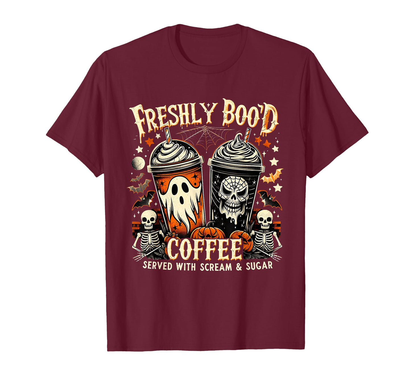 Funny Halloween Ghost Coffee Spooky Drink Coffee Club Art T-Shirt