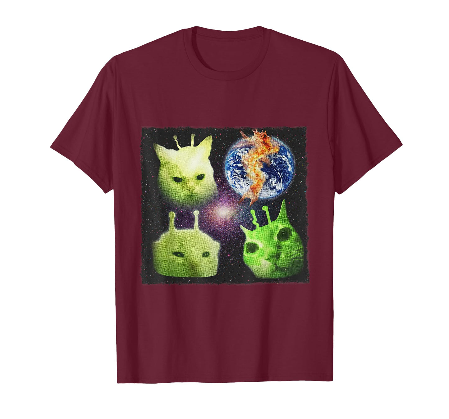 Y2k Alien UFO Cat Meme Silly Cats Retro Cat Lover Vintage T-Shirt