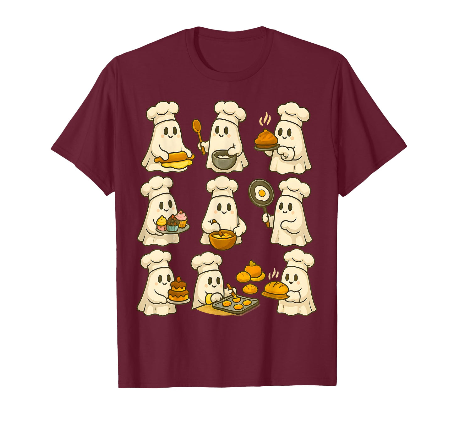 Cute Ghost Baker Halloween Baking for Pastry & Food Lovers T-Shirt