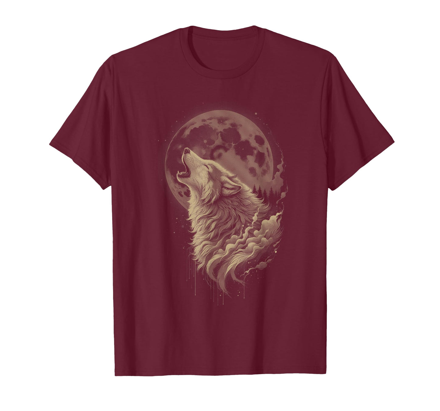 Wolf Forest Moon Vintage Cosmic Howling Wolf Lover Graphic T-Shirt
