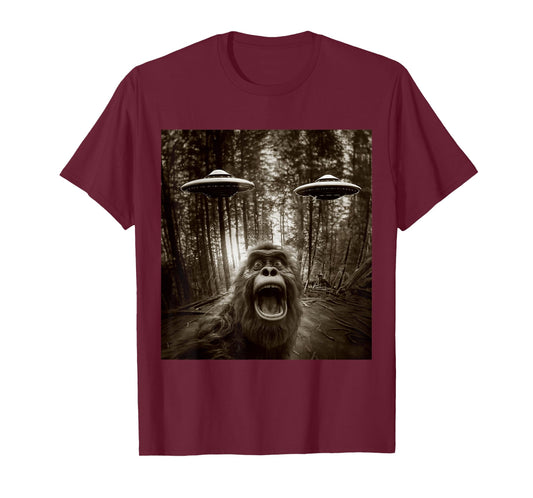 Bigfoot Sasquatch Alien UFO Tee For men women kids Graphic T-Shirt