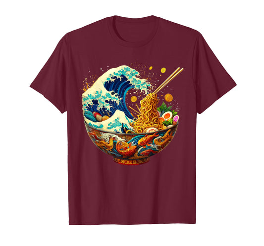 Japanese Kanagawa Wave Ramen Retro Anime Noodles T-Shirt