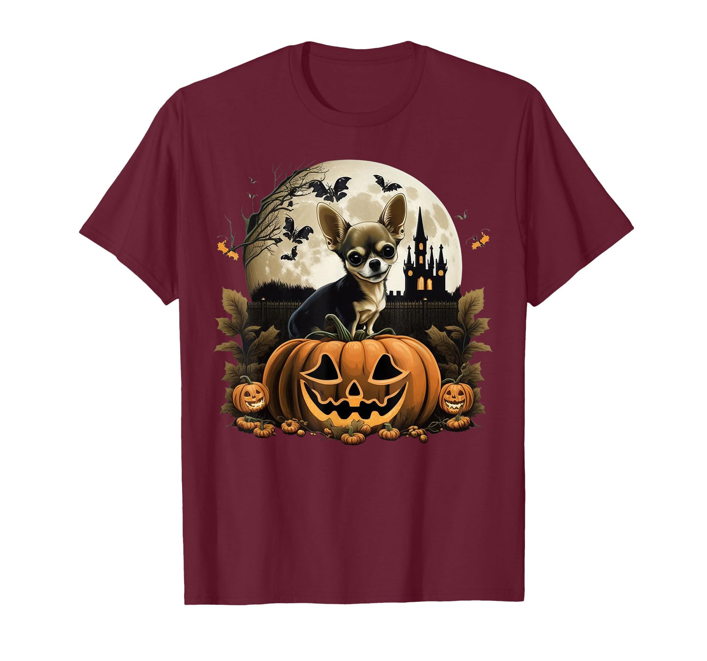 Pumpkin Chihuahua costume on Chihuahua Halloween T-Shirt