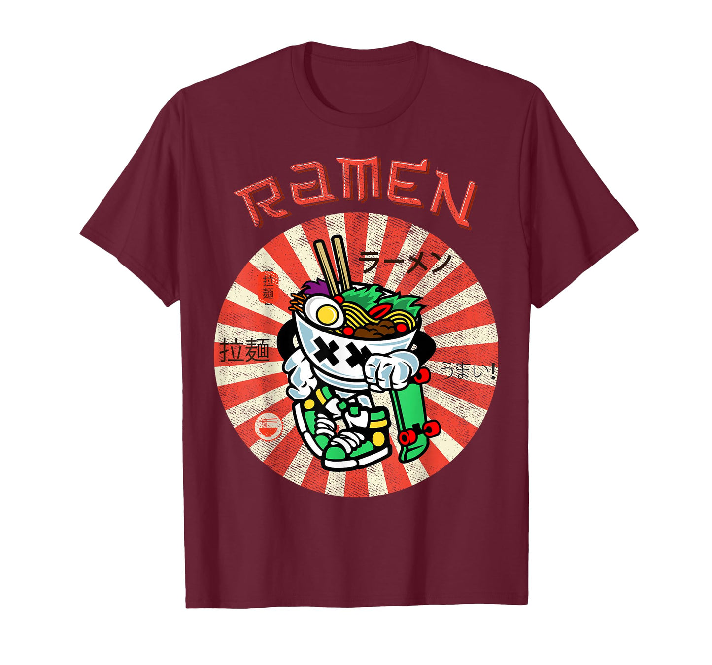 Cute Ramen Skater Tee Kawaii Anime Skateboard Lover Teens T-Shirt