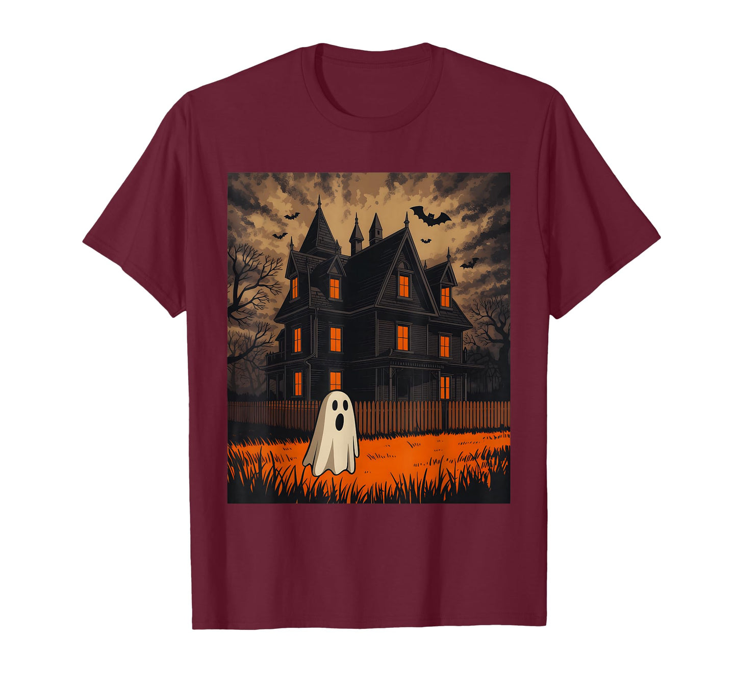 Vintage Ghost Boo Haunted House Halloween Costumes Boy Men T-Shirt