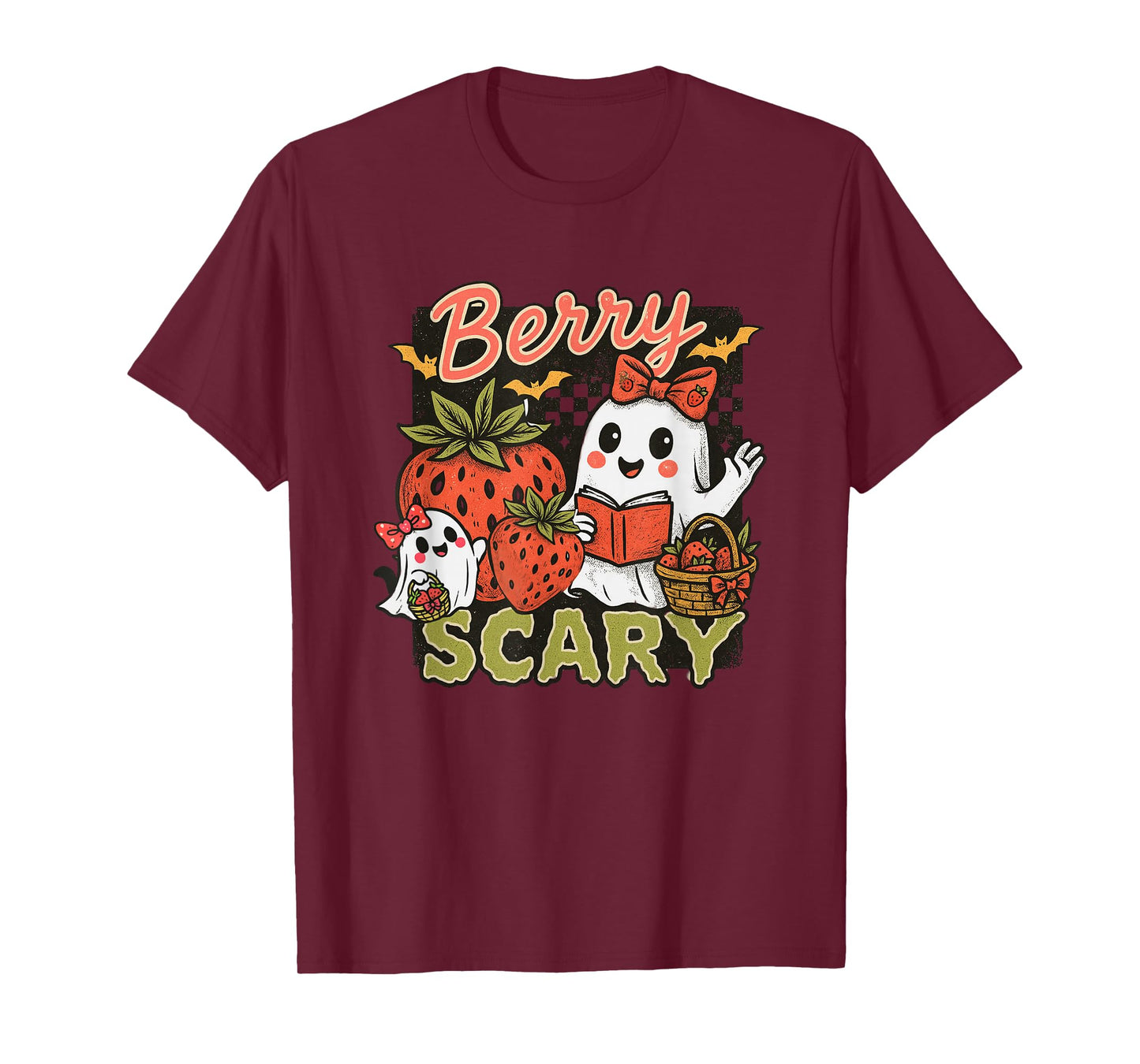 Berry Scary Cute Ghosts Strawberries Fun T-Shirt