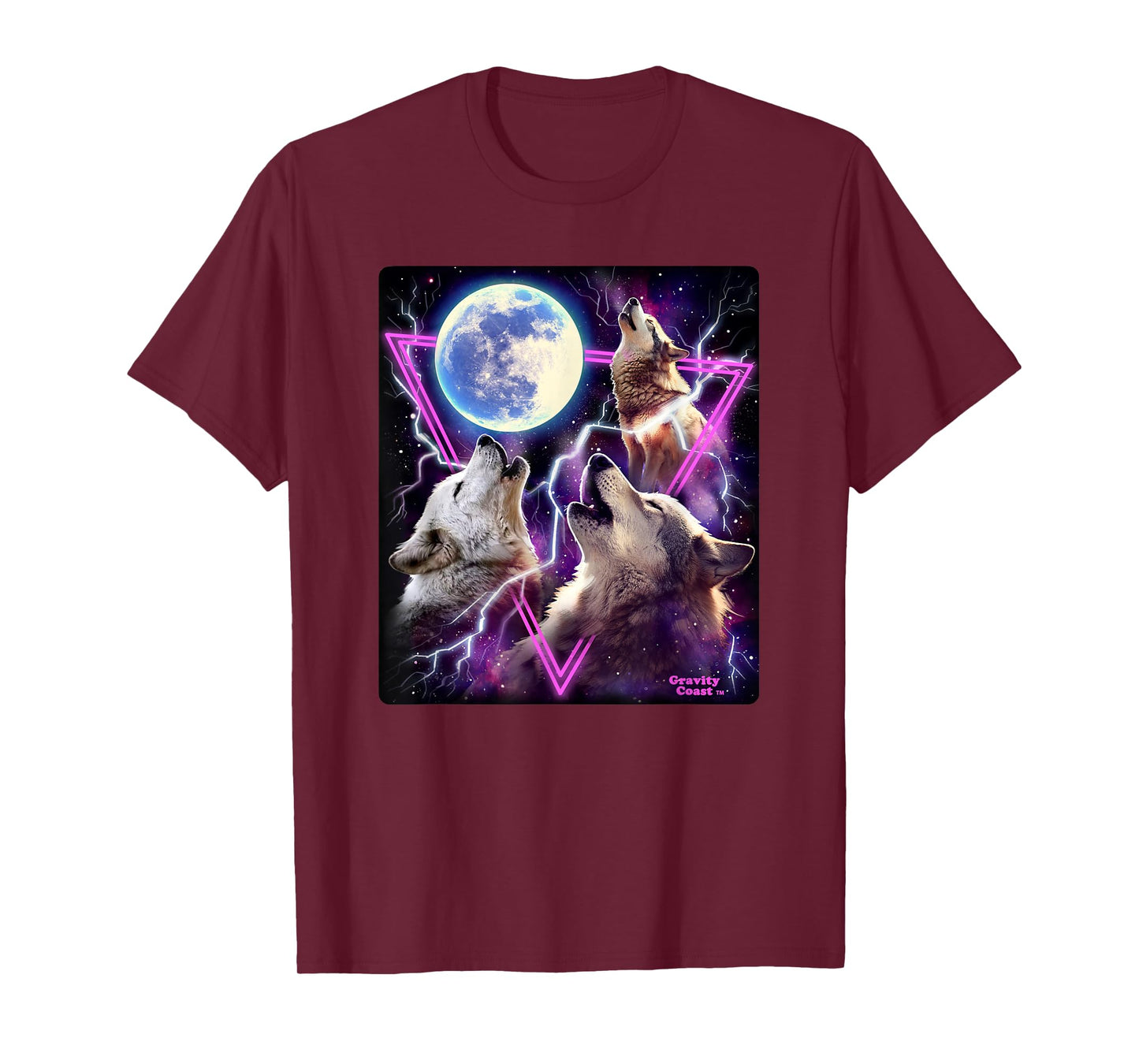 Epic Three Wolves Howling at the Moon 80's Poster style Wolf T-Shirt