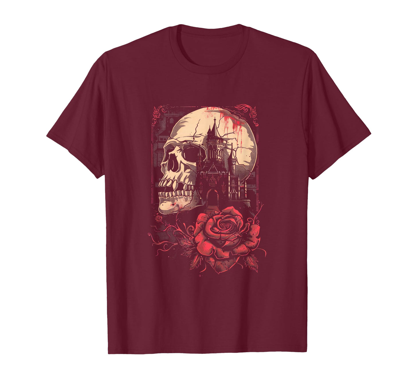 Anime Goth Japanese Skull Rose Gothic Vintage Art Macabre T-Shirt