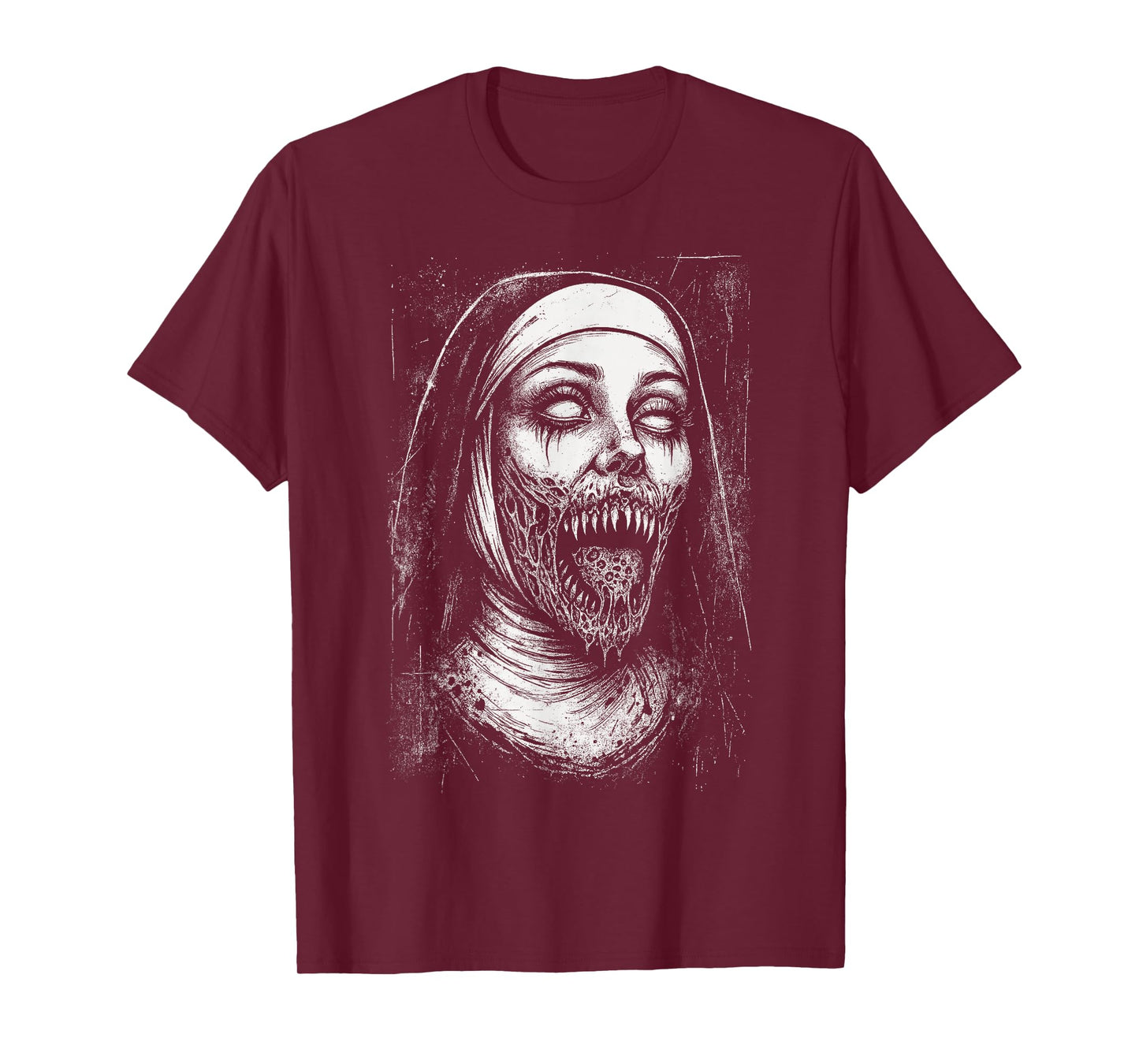 Horror Creepy Nun Demon Unholy Evil Occult Alt Scary Goth T-Shirt